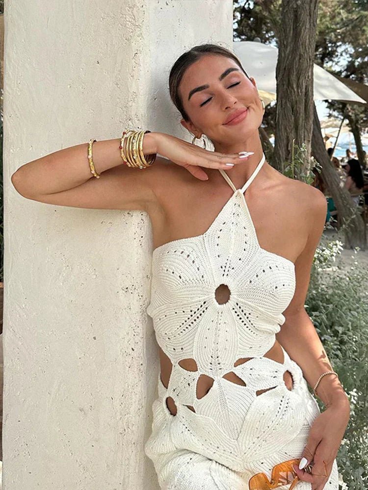 Πλεκτό μίνι φόρεμα Celeste με halter λαιμόκοψη