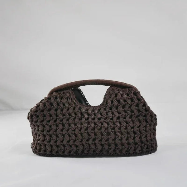 Celeste Woven Straw Shell Clutch