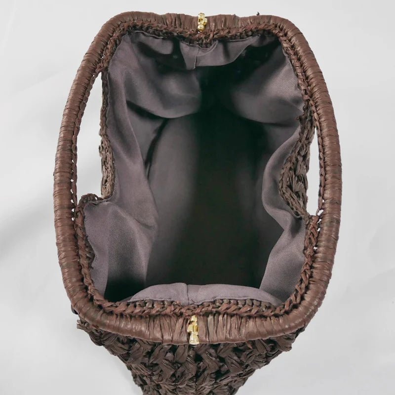 Celeste Woven Straw Shell Clutch