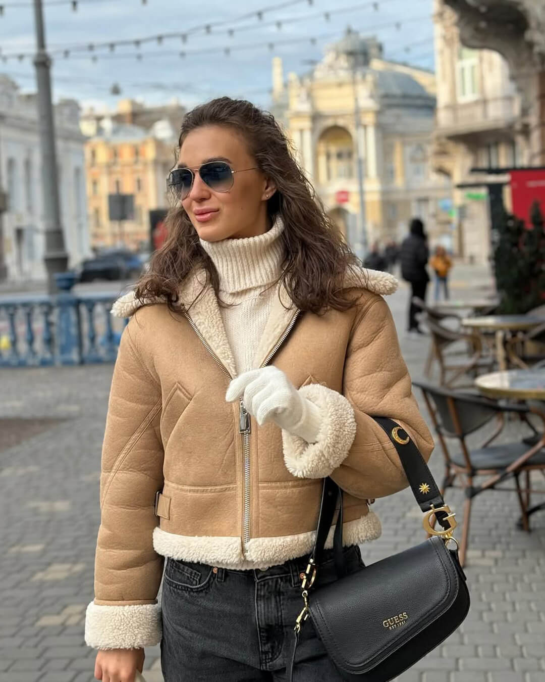 Cindy Μπουφάν από σουέντ με συνθετική γούνα