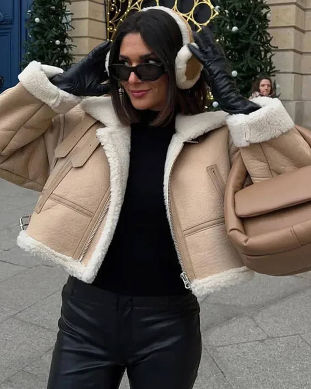 Cindy Μπουφάν από σουέντ με συνθετική γούνα