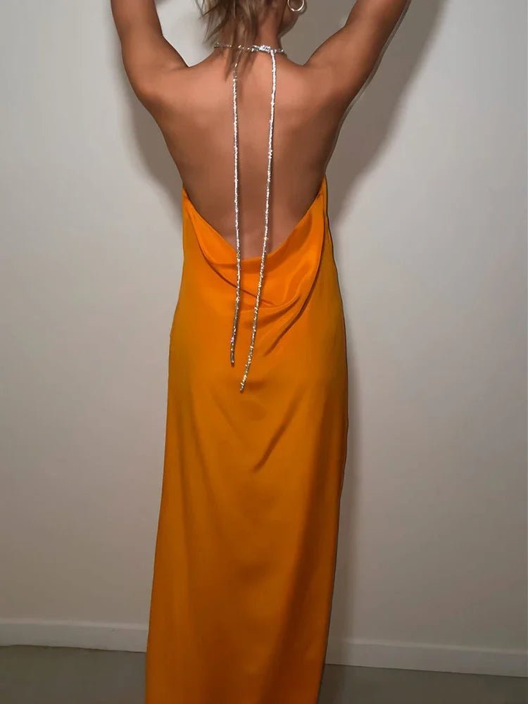Μάξι φόρεμα Claudia με παγιέτες και λαιμόκοψη halter