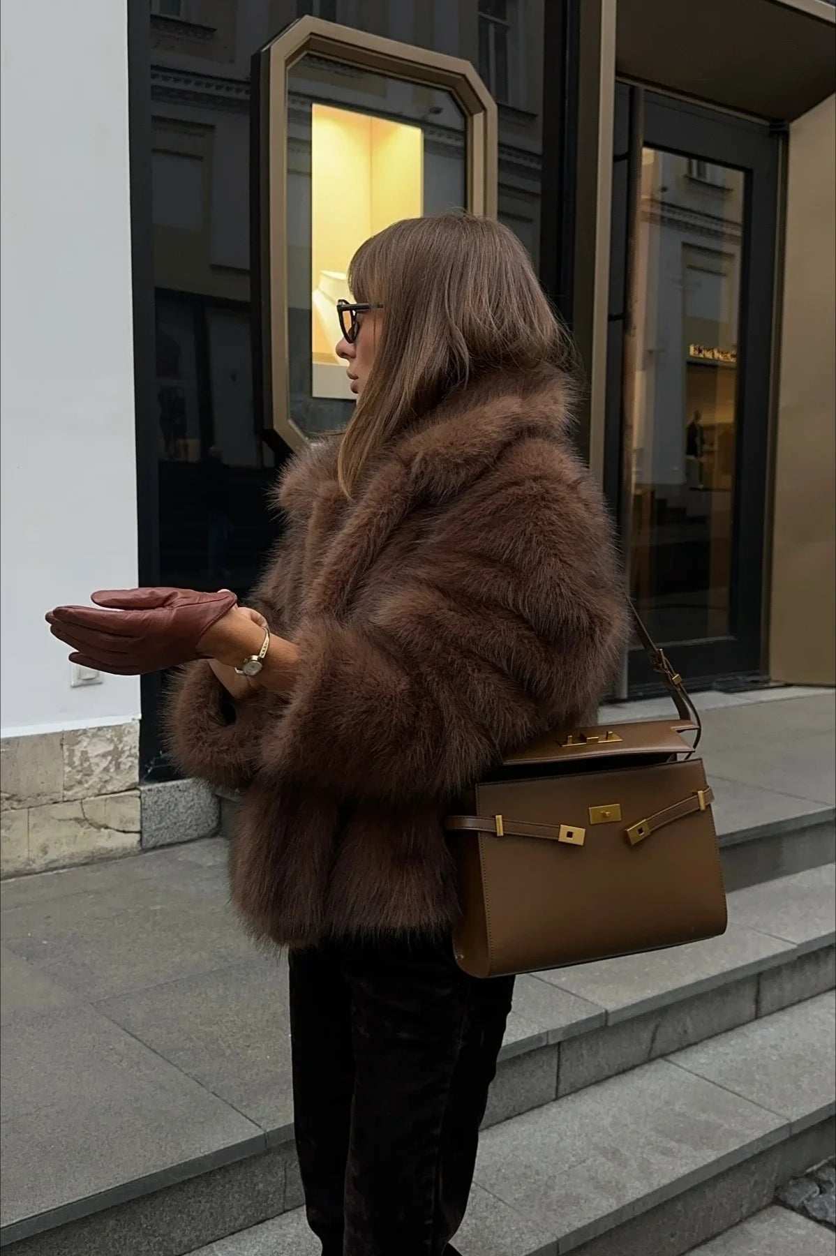 Κοντό παλτό Colette από συνθετική γούνα