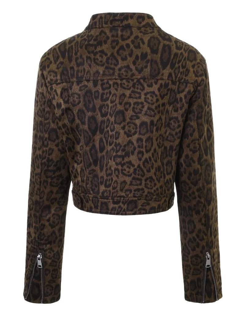 Coral Leopard Print Cropped Jacket