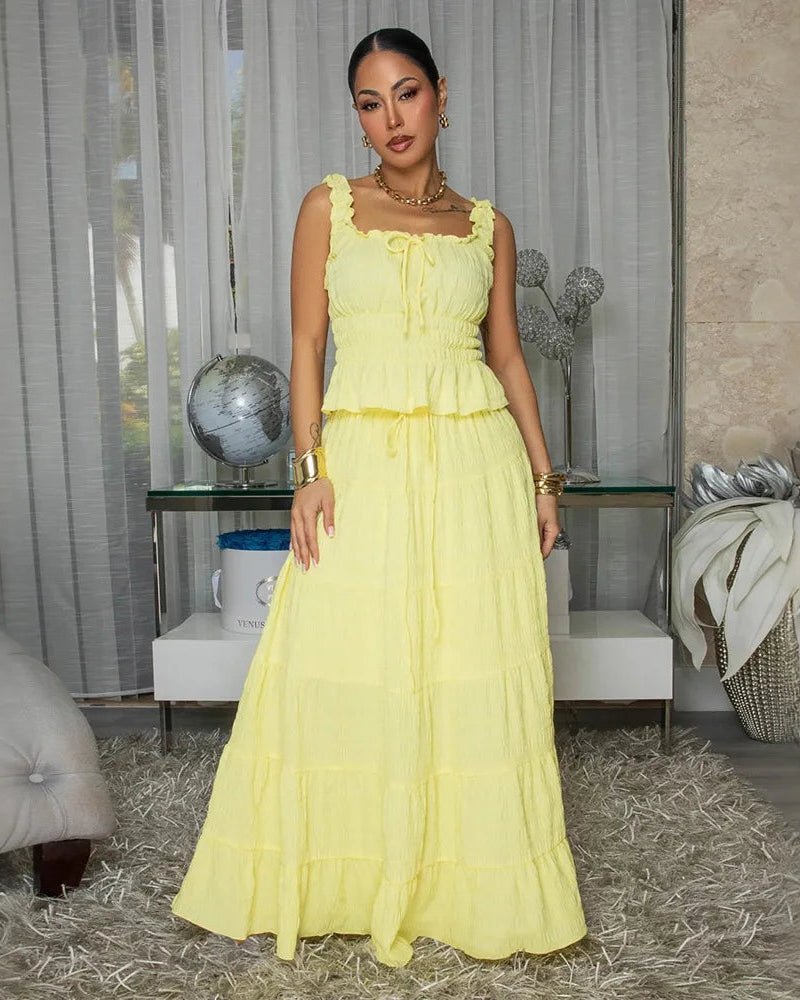 Boho σετ Coralie δύο τεμαχίων με βολάν