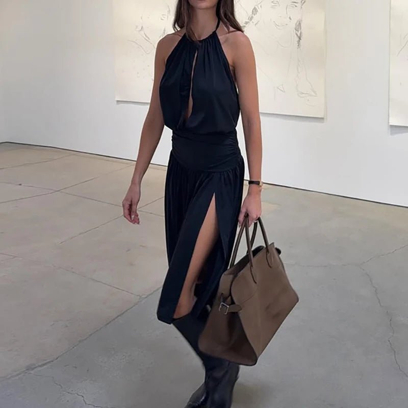 Μίντι φόρεμα halter με ανοίγματα Coralie