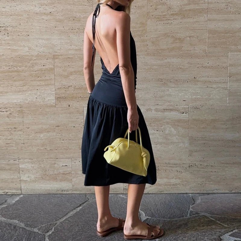 Μίντι φόρεμα halter με ανοίγματα Coralie