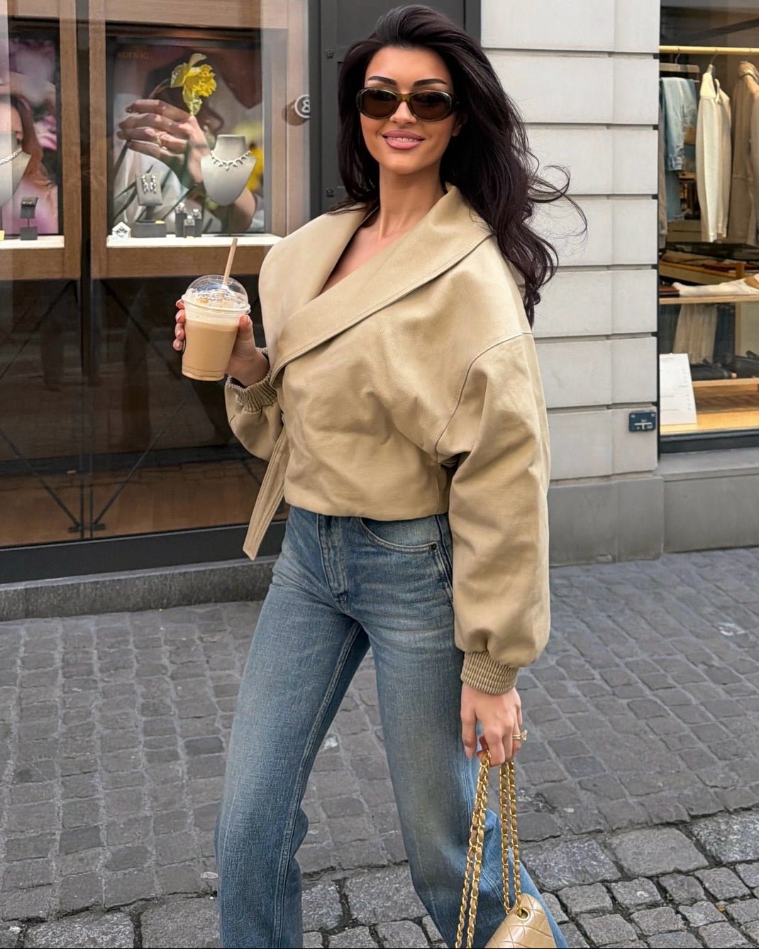 Παλτό Courtney με πέτο και ελαστική μέση