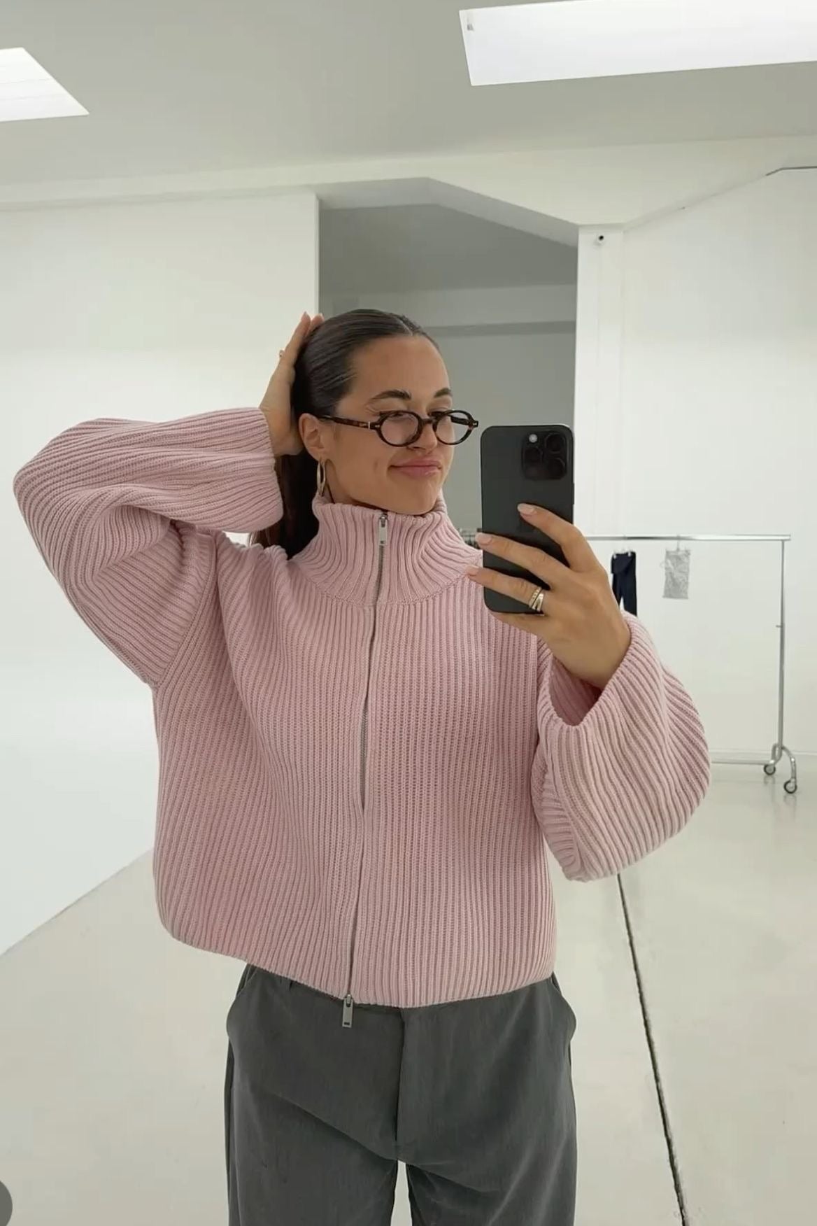 Daniela Oversized Ribbed Zip-Up Sweater
