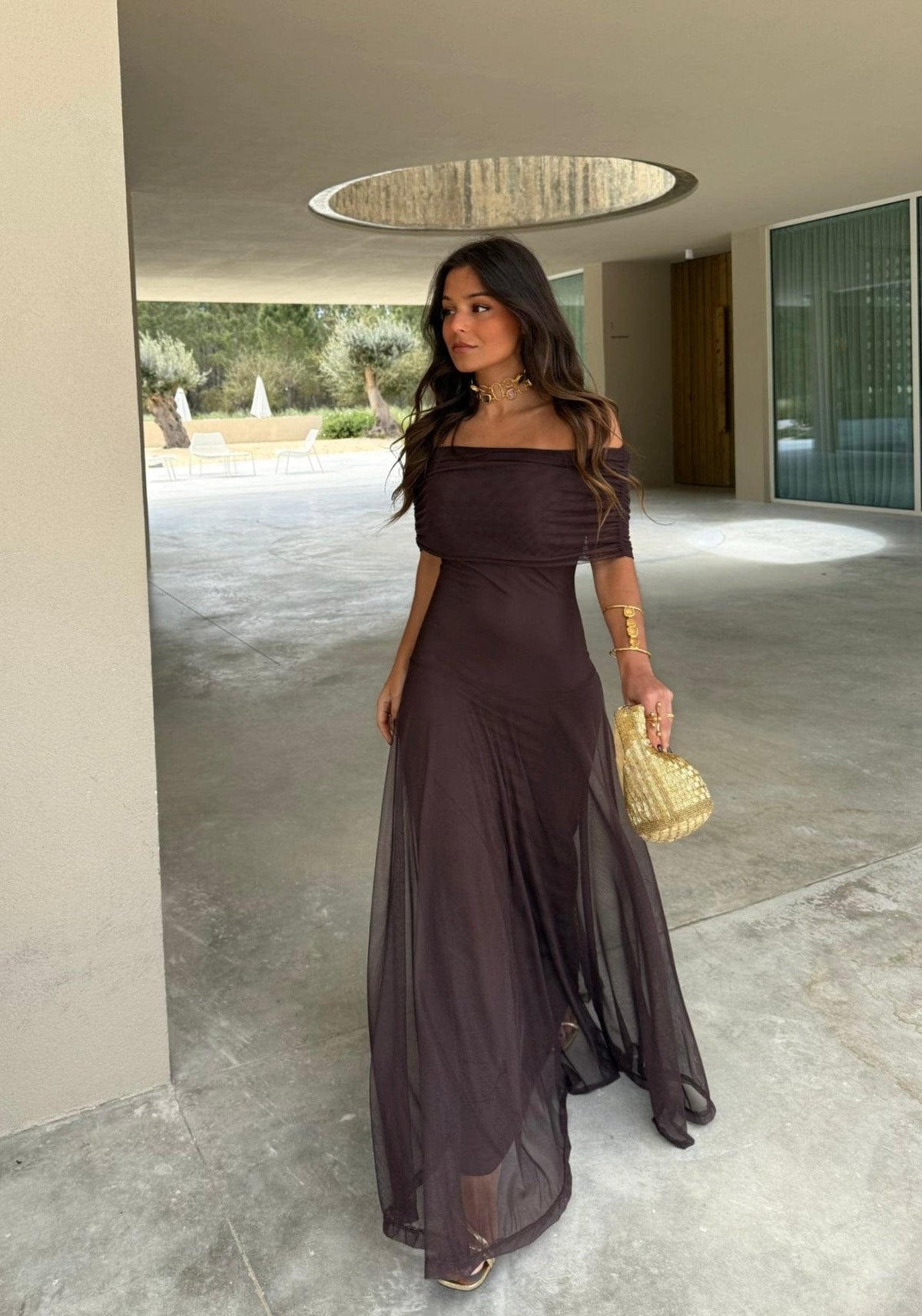 Μάξι φόρεμα από δίχτυ Daniella