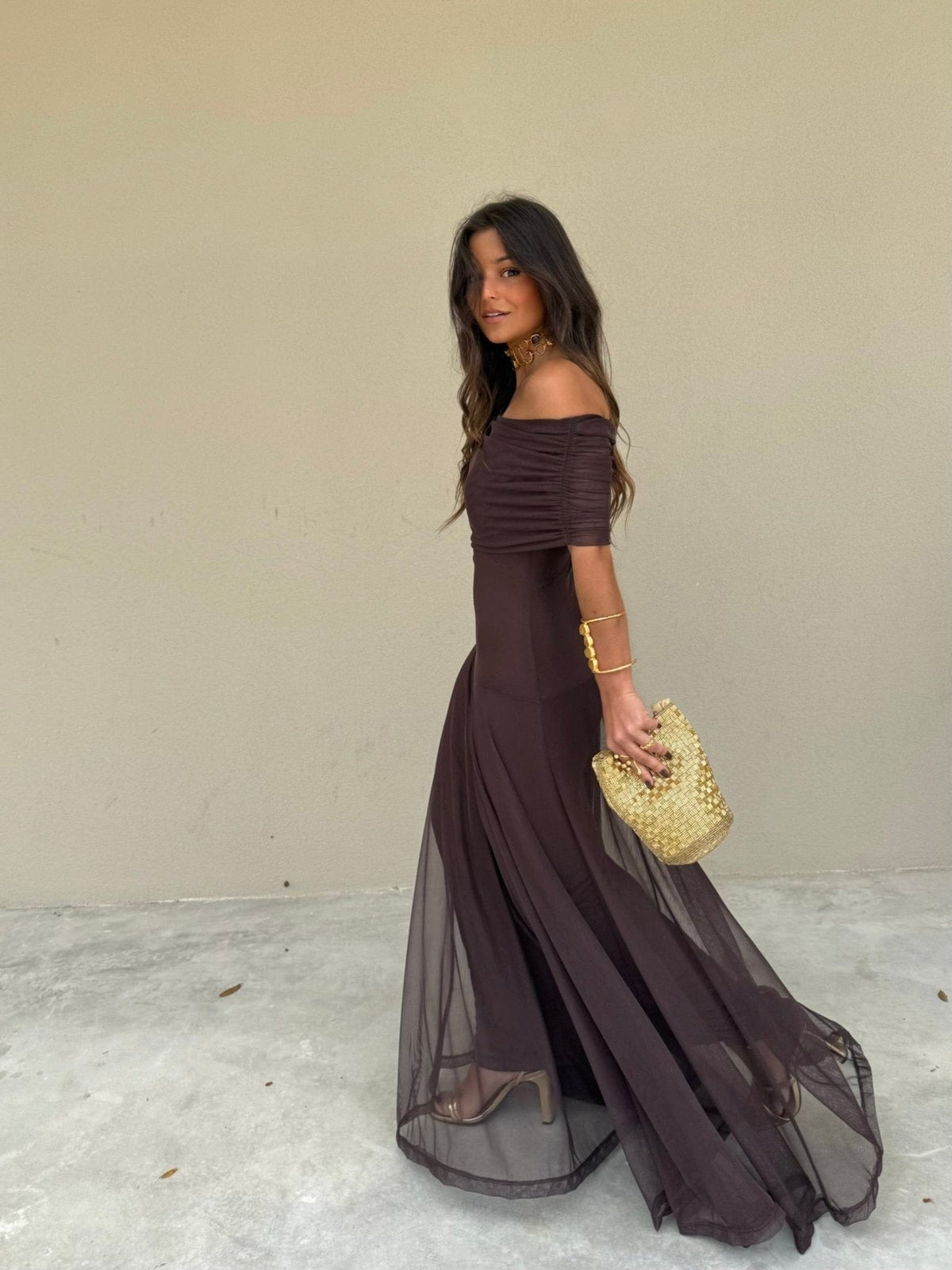 Μάξι φόρεμα από δίχτυ Daniella