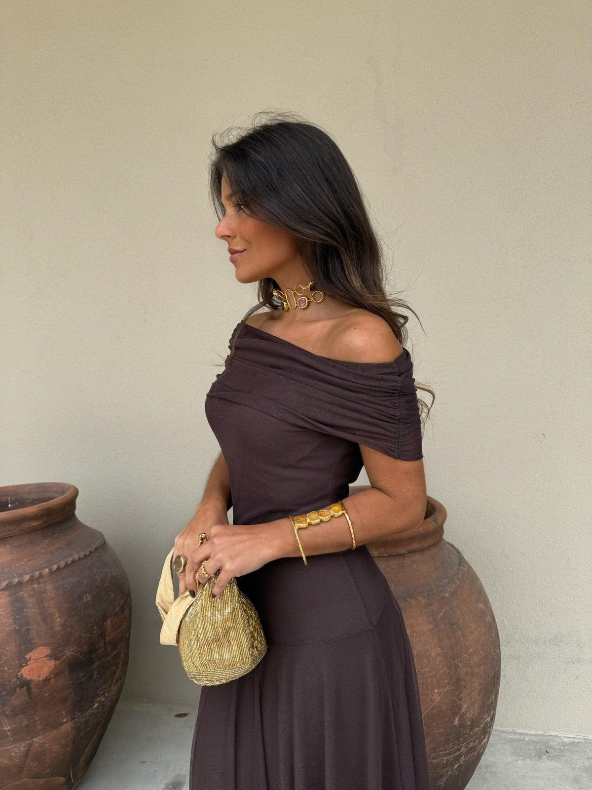 Μάξι φόρεμα από δίχτυ Daniella