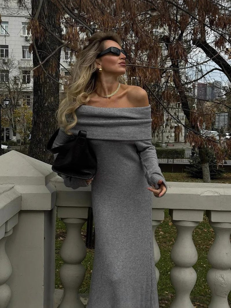 Μάξι πλεκτό φόρεμα με περαστή εφαρμογή Danika