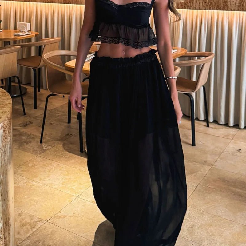 Σετ Elena με κοντό τοπ από σιφόν με ημιτονική εκτύπωση
