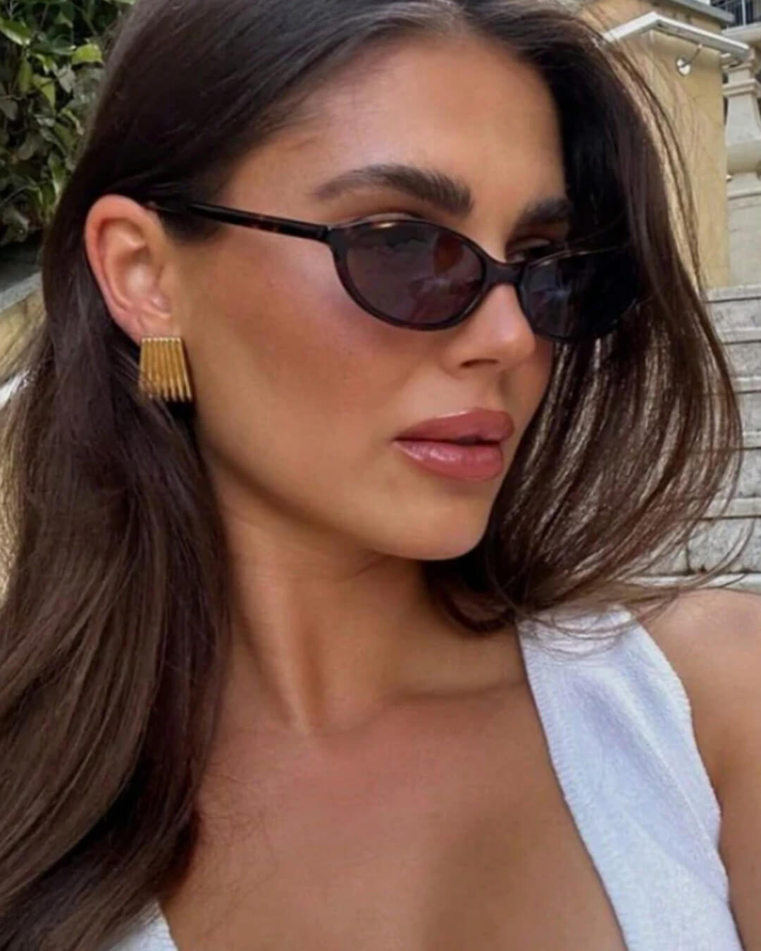 Ρετρό γυαλιά ηλίου Elena με οβάλ σκελετό σε σχήμα ματιού γάτας