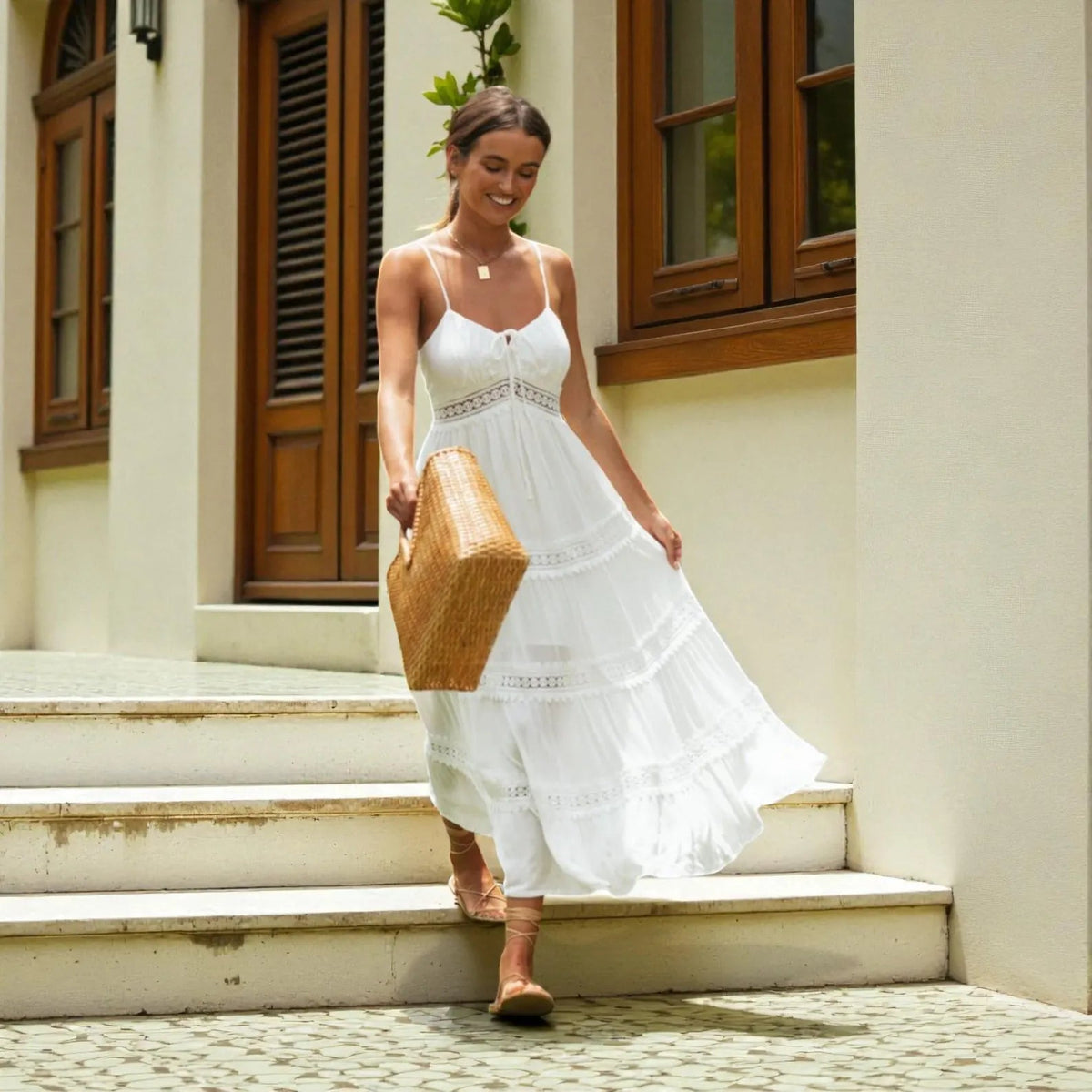 Μακρύ αμάνικο bohemian καλοκαιρινό φόρεμα Elena
