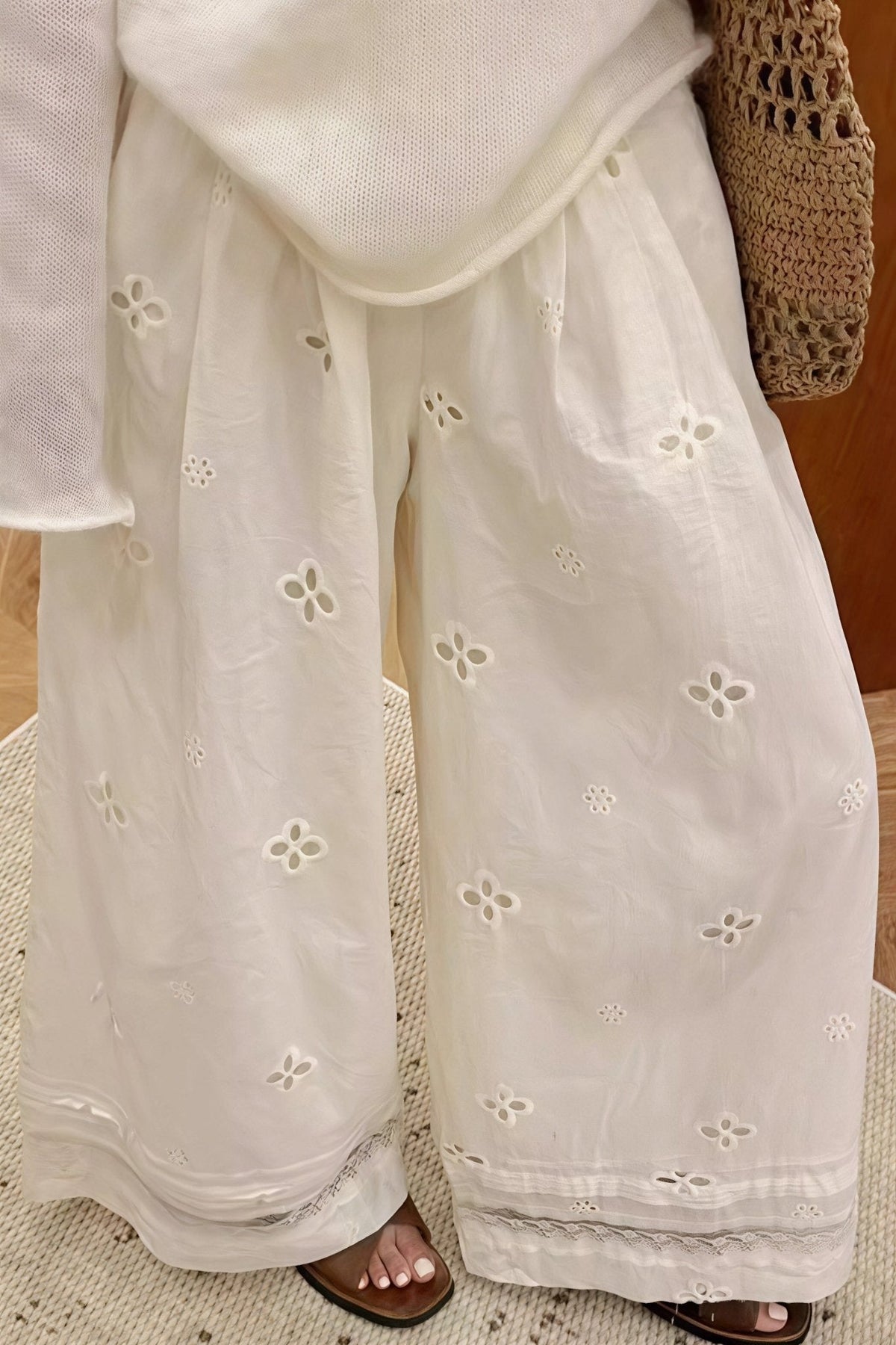 Ella Hollow Out Lace Wide Leg Pants
