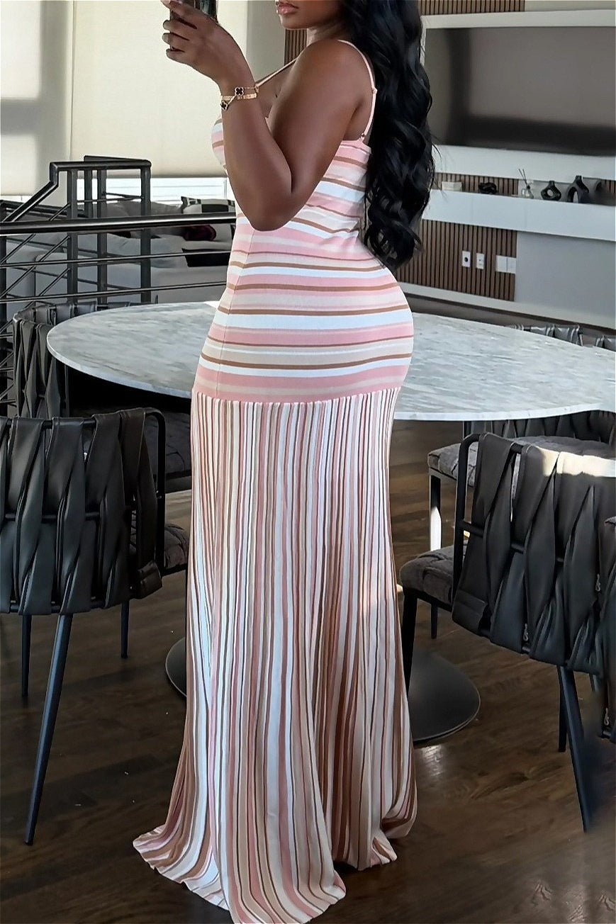 Ellie Color Block Backless Maxi Dress