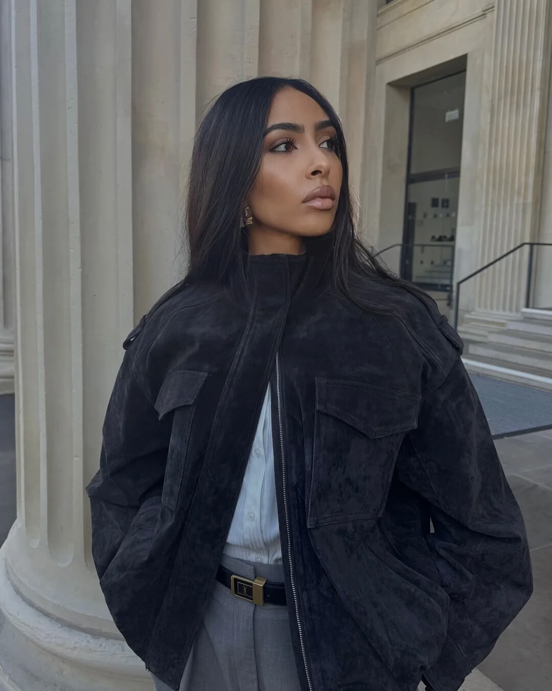 Elyssa Suede Bomber Jacket