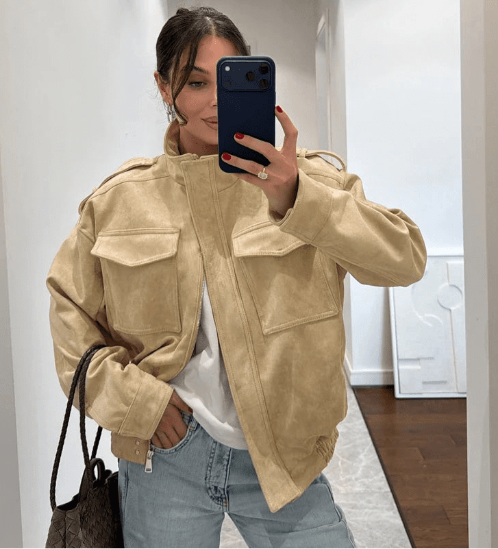 Elyssa Suede Bomber Jacket