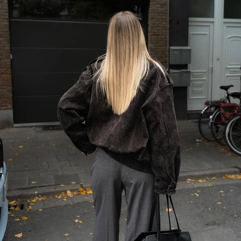 Elyssa Suede Bomber Jacket