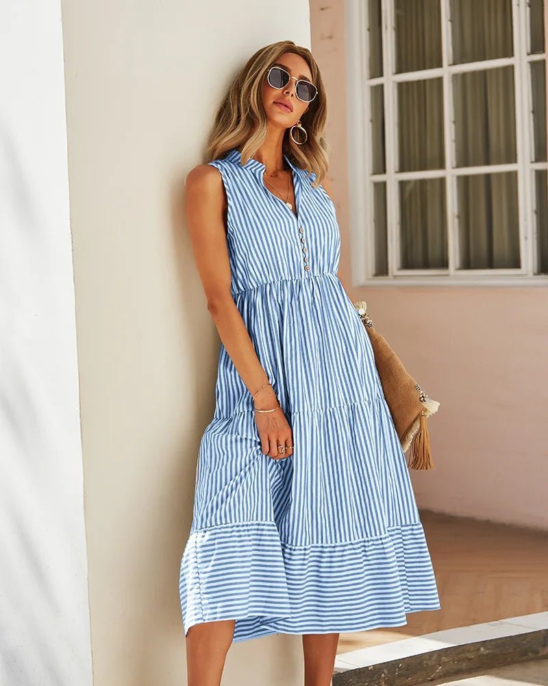 Αμάνικο ριγέ shirt dress Emilia