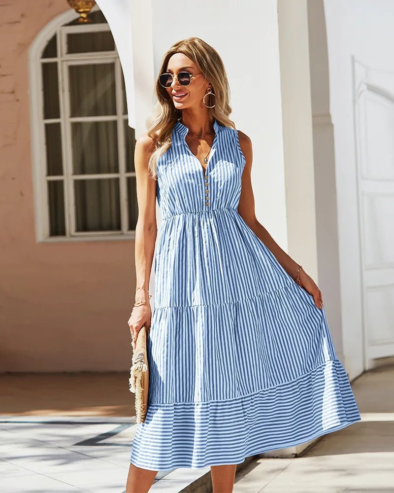 Αμάνικο ριγέ shirt dress Emilia