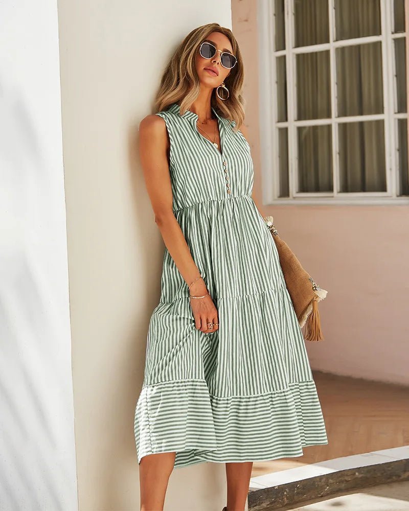 Αμάνικο ριγέ shirt dress Emilia