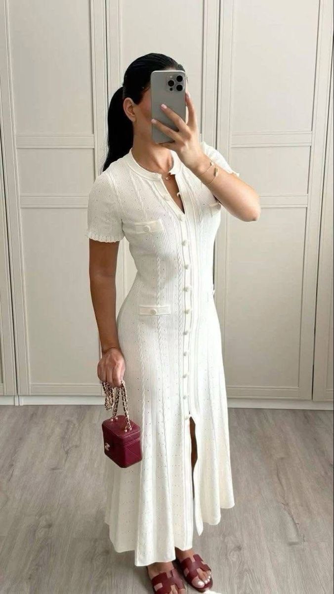 Beatrice Button-Front Knit Midi Dress