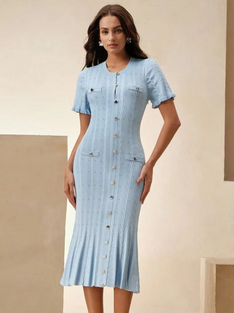 Beatrice Button-Front Knit Midi Dress