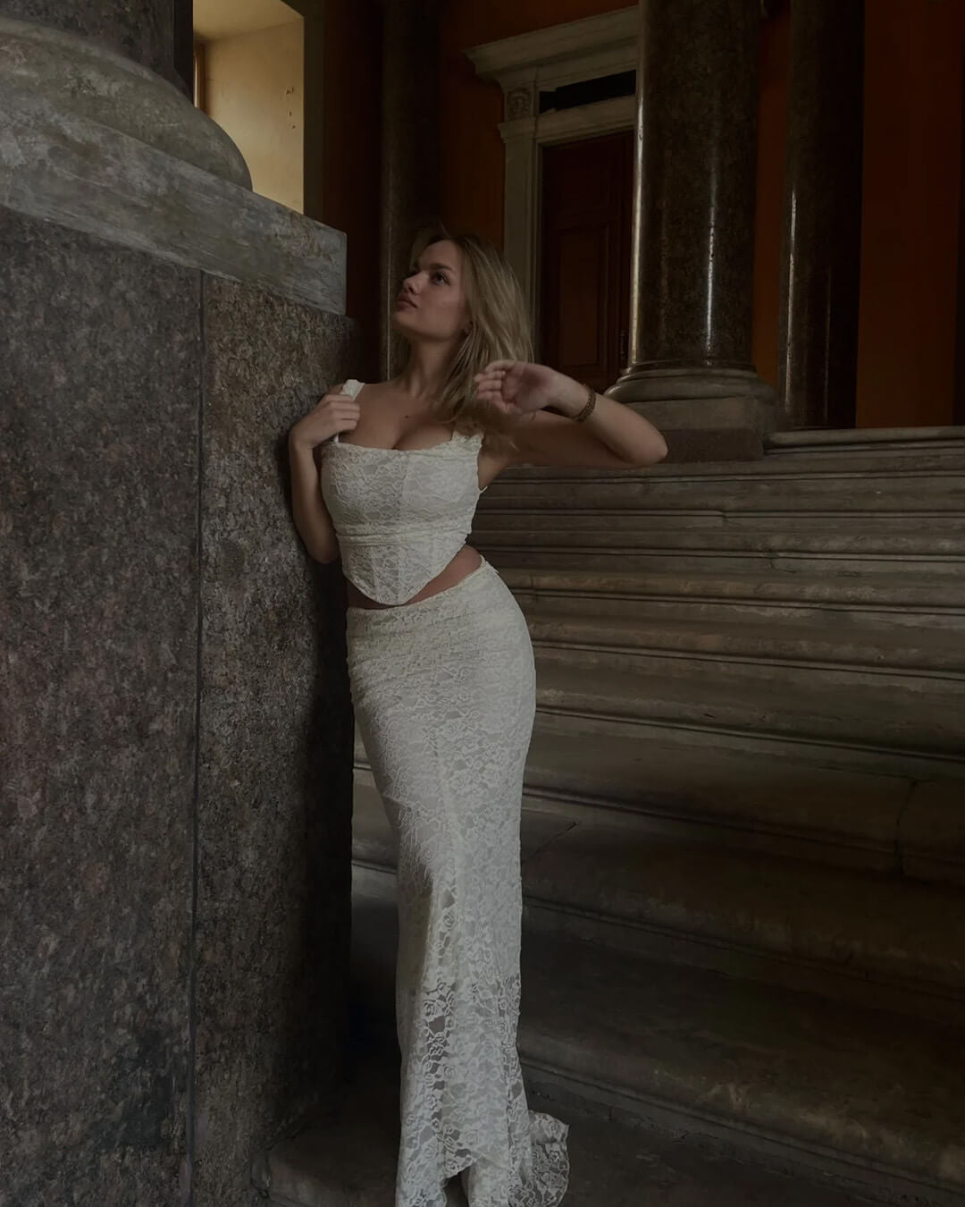 Σετ με μάξι φούστα από δαντέλα Esmeralda