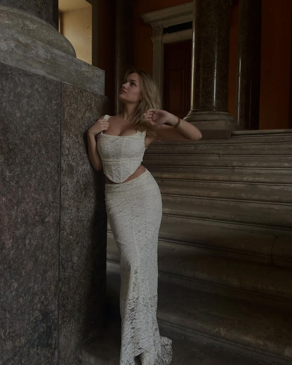 Σετ με μάξι φούστα από δαντέλα Esmeralda