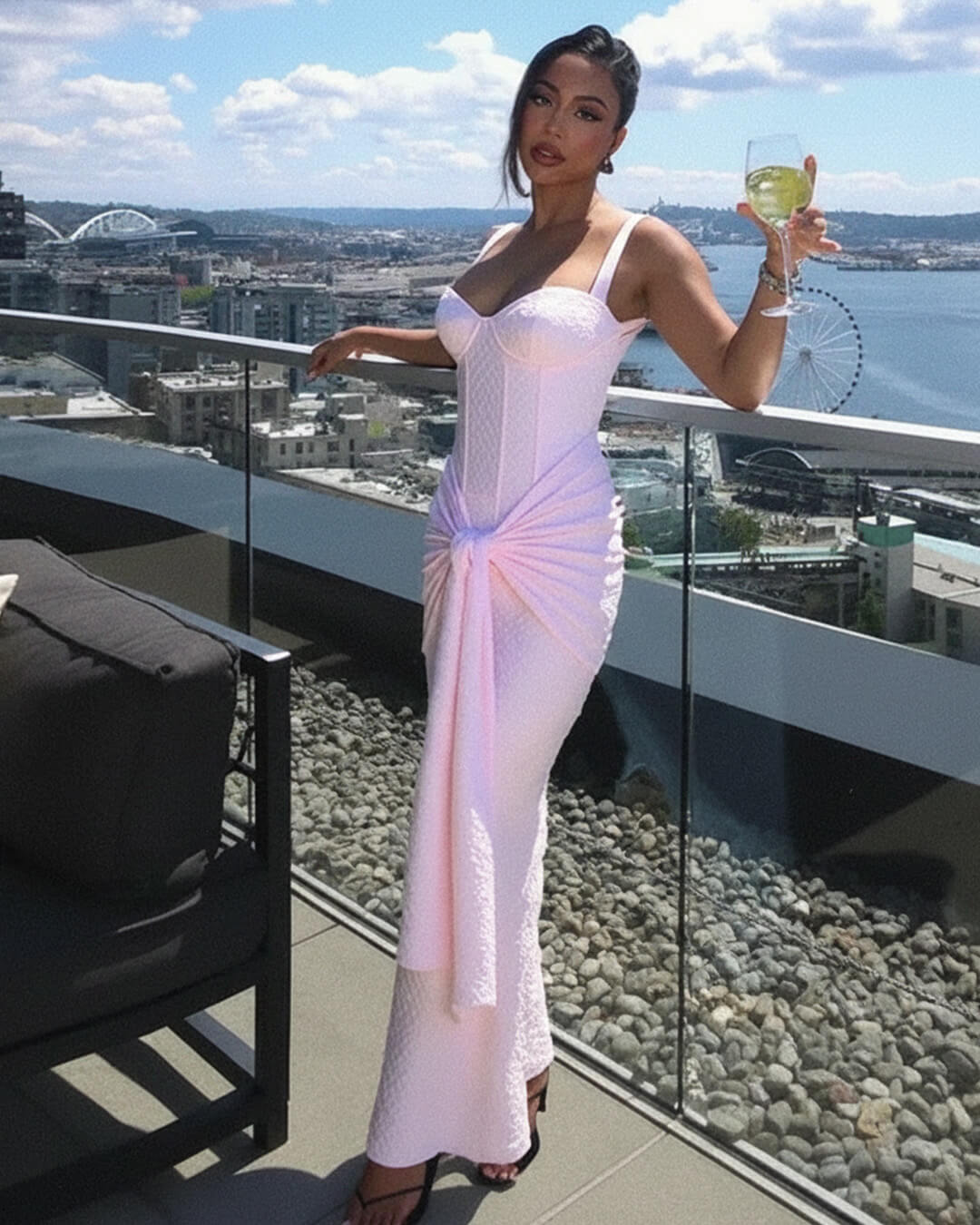 Αμάνικο μάξι φόρεμα Evette με κορσέ
