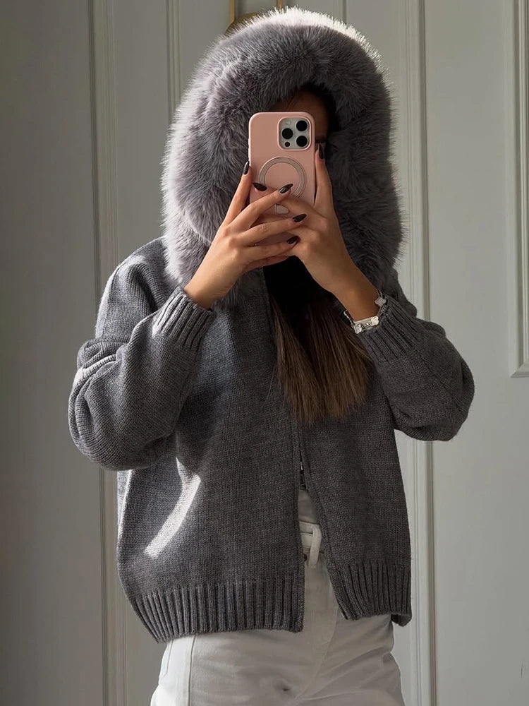 Oversized ζακέτα από συνθετική γούνα