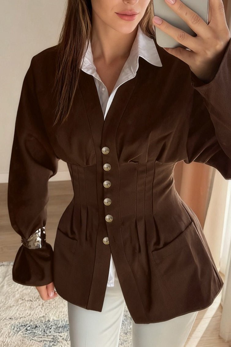 Fiona Pleated Slim Vintage Waist Blazer