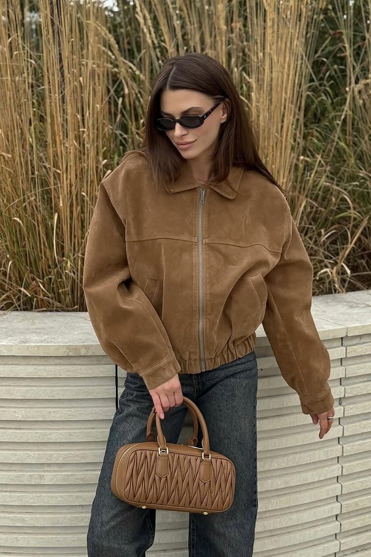 Άνετο σουέτ jacket Genoveva με φερμουάρ