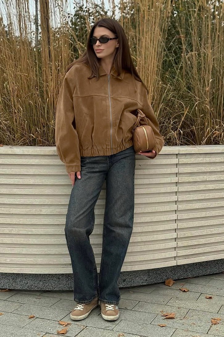 Άνετο σουέτ jacket Genoveva με φερμουάρ
