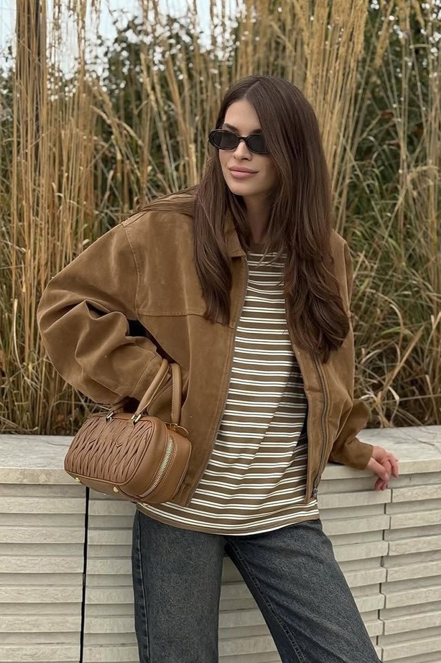 Άνετο σουέτ jacket Genoveva με φερμουάρ