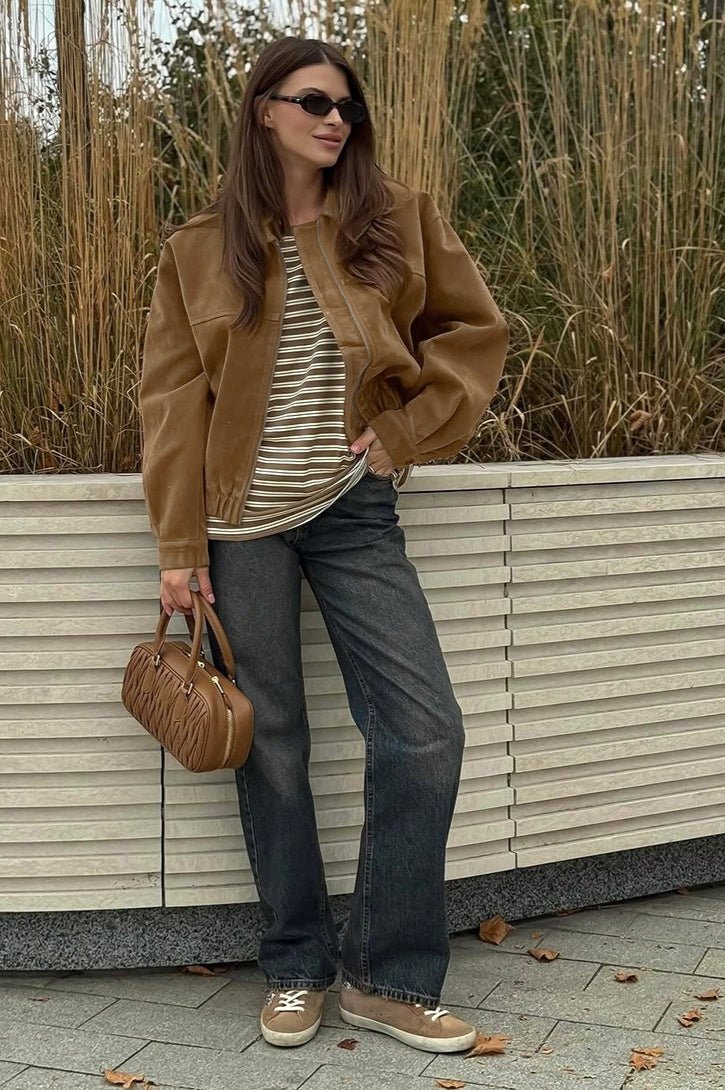 Άνετο σουέτ jacket Genoveva με φερμουάρ