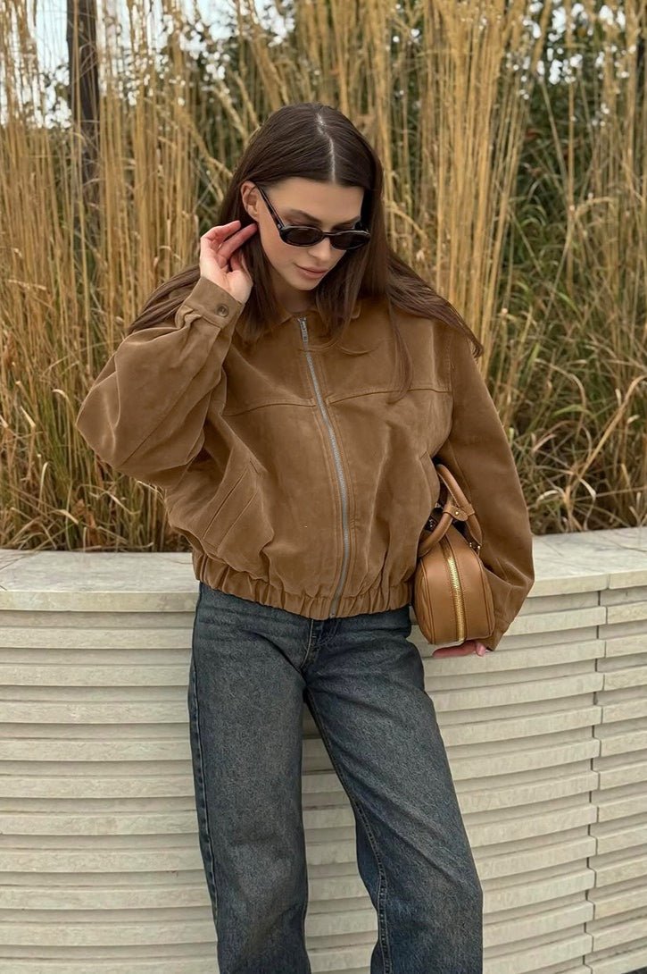 Άνετο σουέτ jacket Genoveva με φερμουάρ