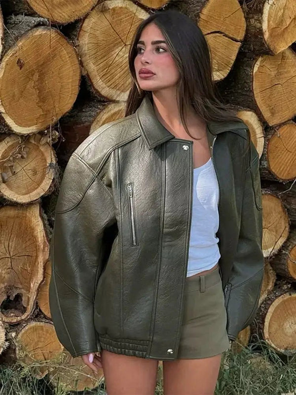 Μπουφάν bomber Gina από συνθετικό δέρμα