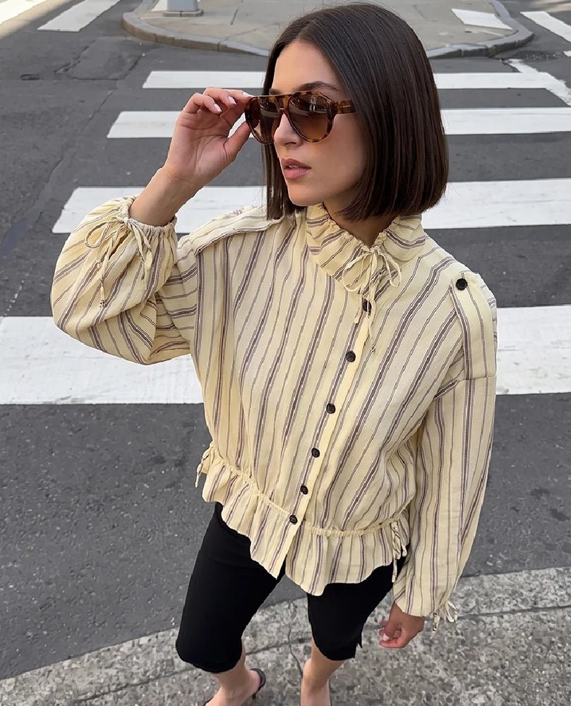 Gina Stand Collar Striped Jacket