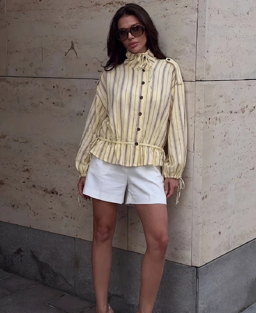 Gina Stand Collar Striped Jacket