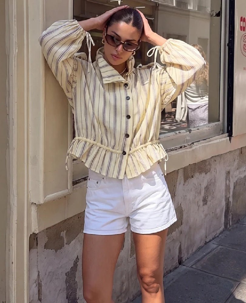 Gina Stand Collar Striped Jacket