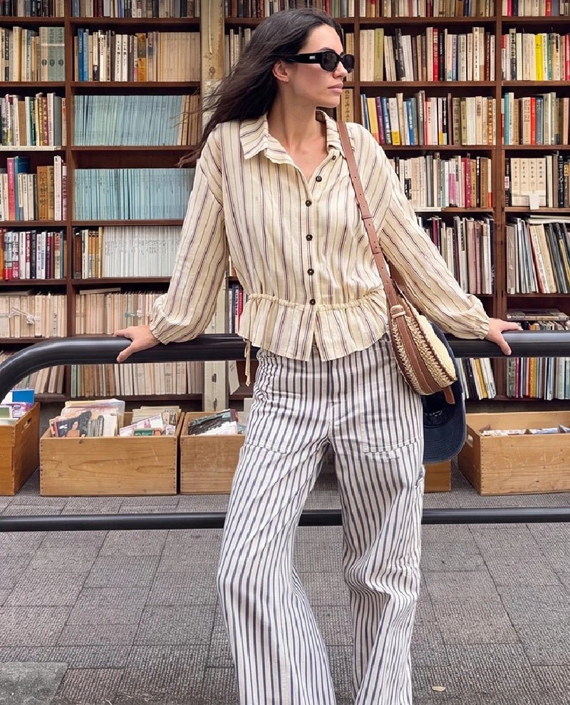 Gina Stand Collar Striped Jacket