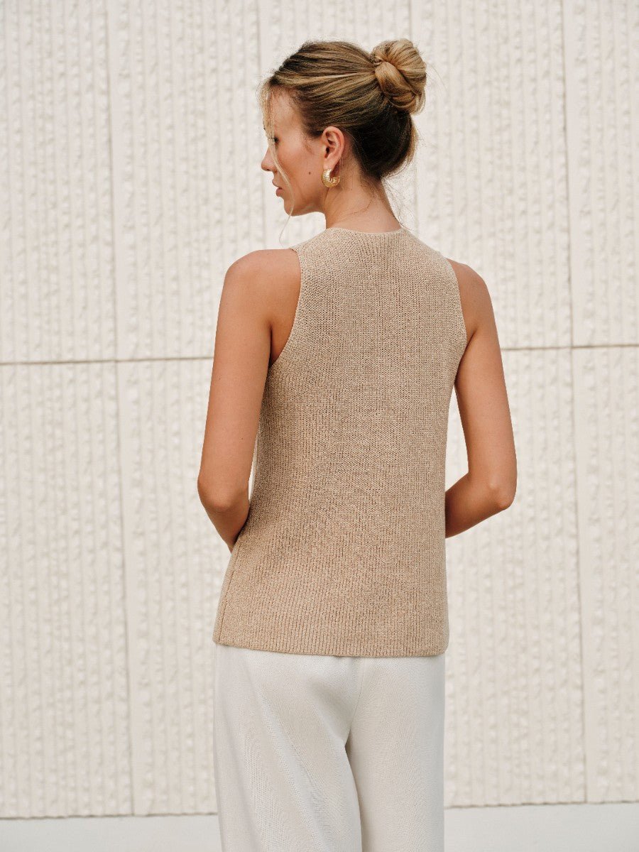 Bianca Halter Cross-Over Collar Tank Top