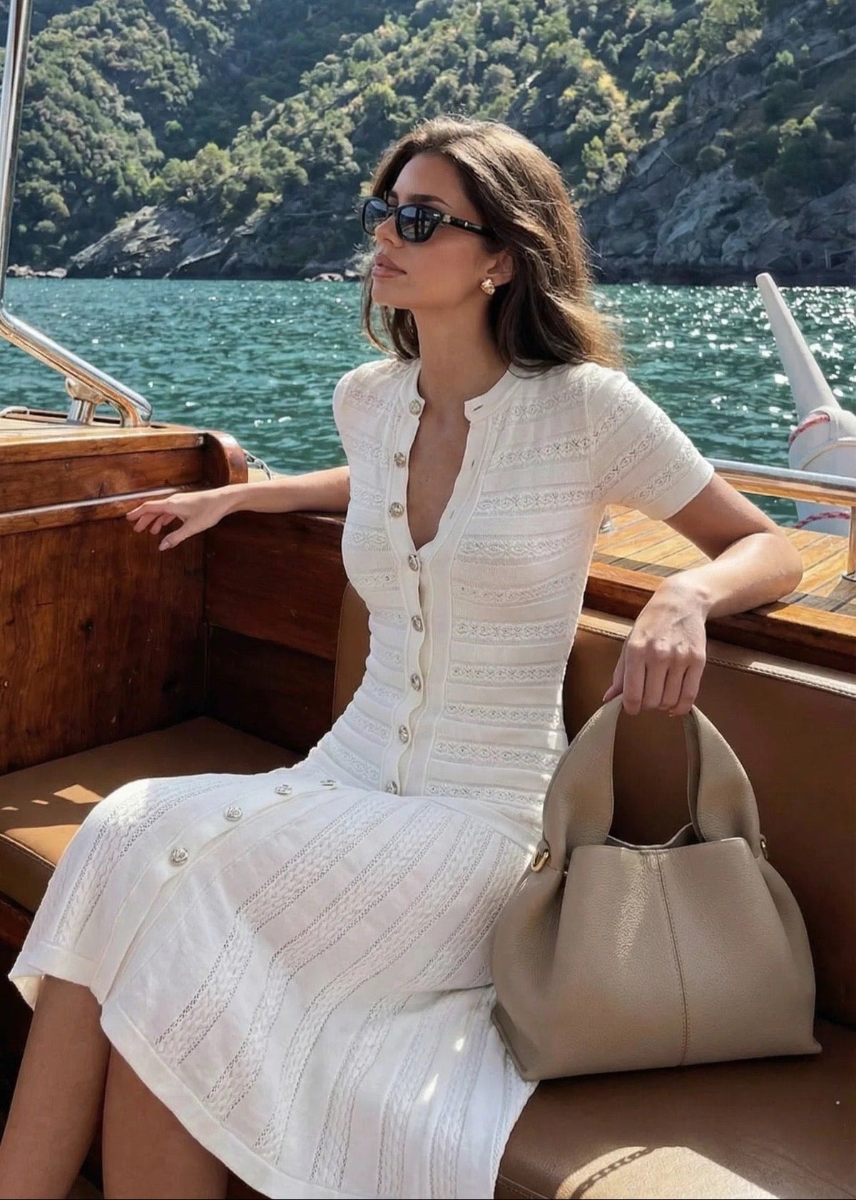 Hannelore μακρύ πλεκτό εφαρμοστό φόρεμα