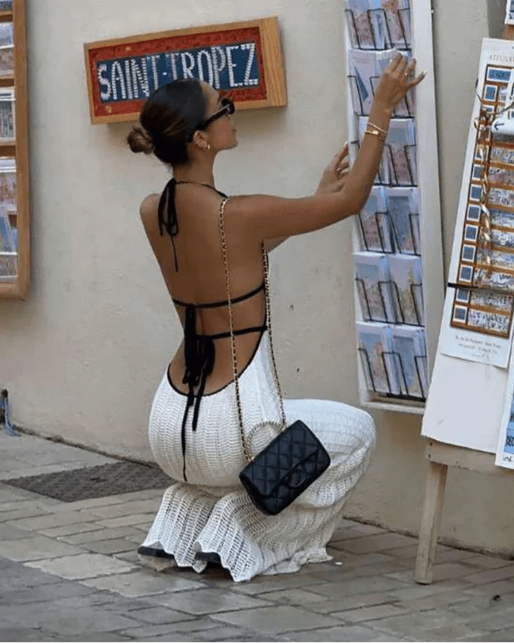 Μάξι φόρεμα Harley halter με κορδόνια