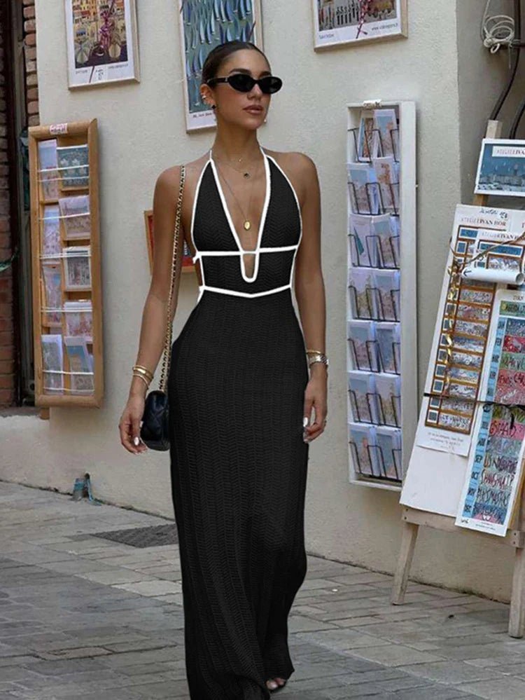 Μάξι φόρεμα Harley halter με κορδόνια