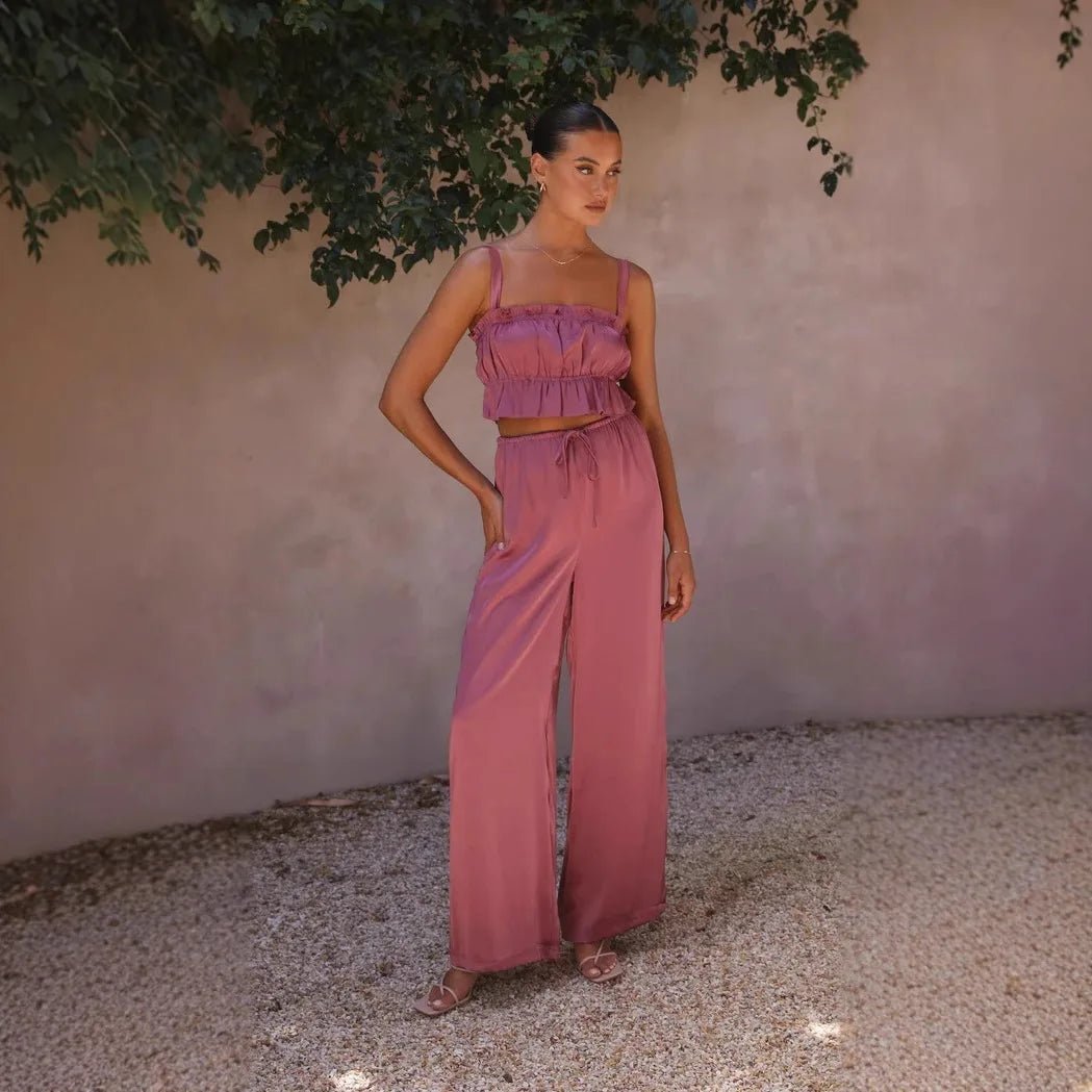 Helen Wide Leg Ruffle Set